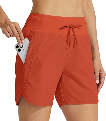 Willit Pantalones cortos deportivos de 5 pulgadas para mujer, de secado rápido, para entrenamiento, senderismo, cintura alta, con bolsillo con