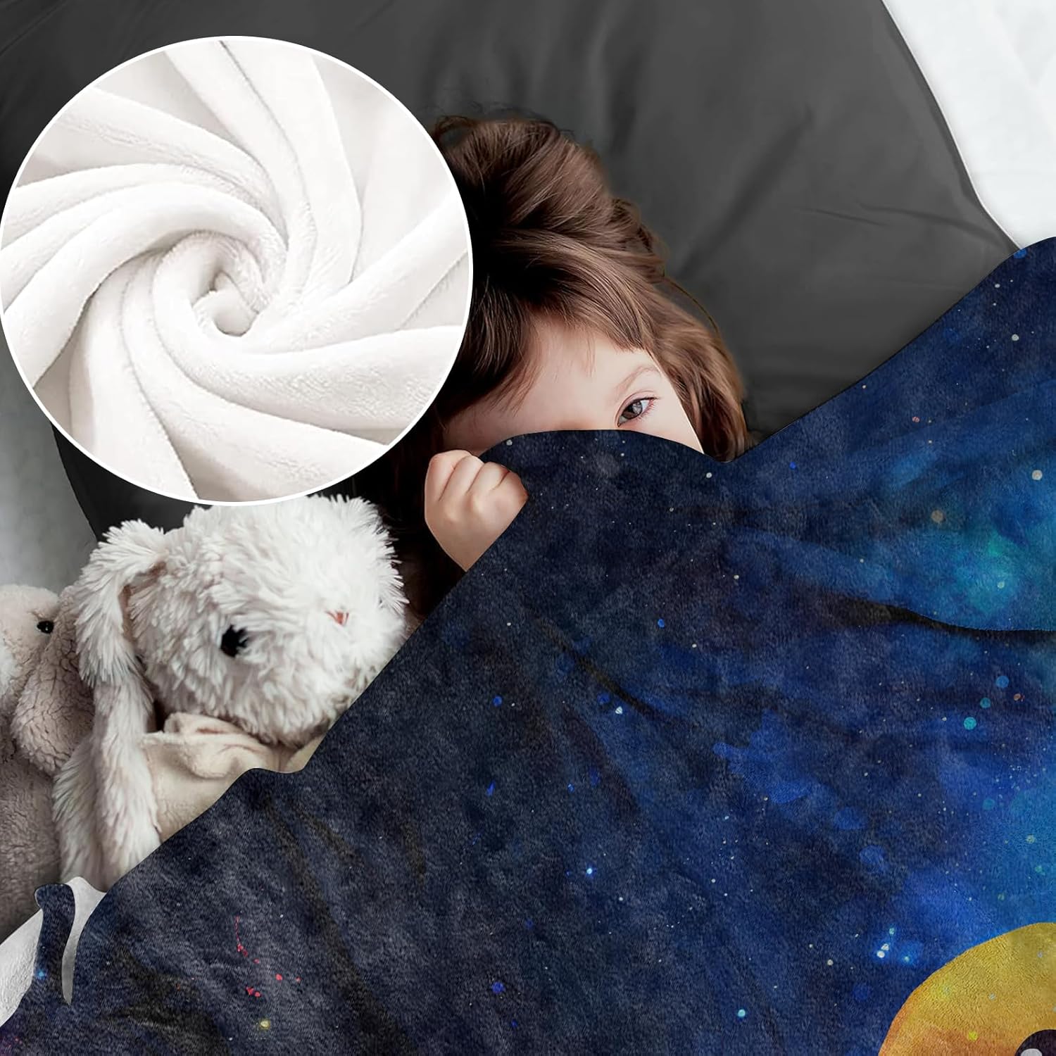 Rubber Duck Blanket for Kids and Adults, Flannel Blankets, Galaxy Universe Throw for Sofa Couch Bed Living Room Outer Space Decor Gifts, Single-Sided Printing, 50x60 Inches - Image 6