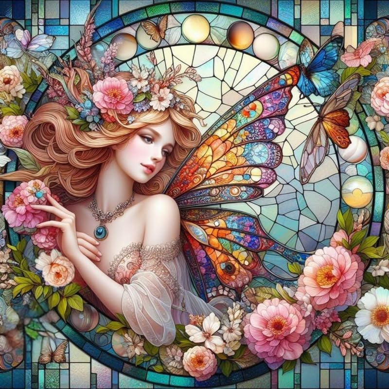 Image of TULIP N TURTLE Winged Blossom DIY 5D Diamond Painting Kit Round Dril Cross Stitch