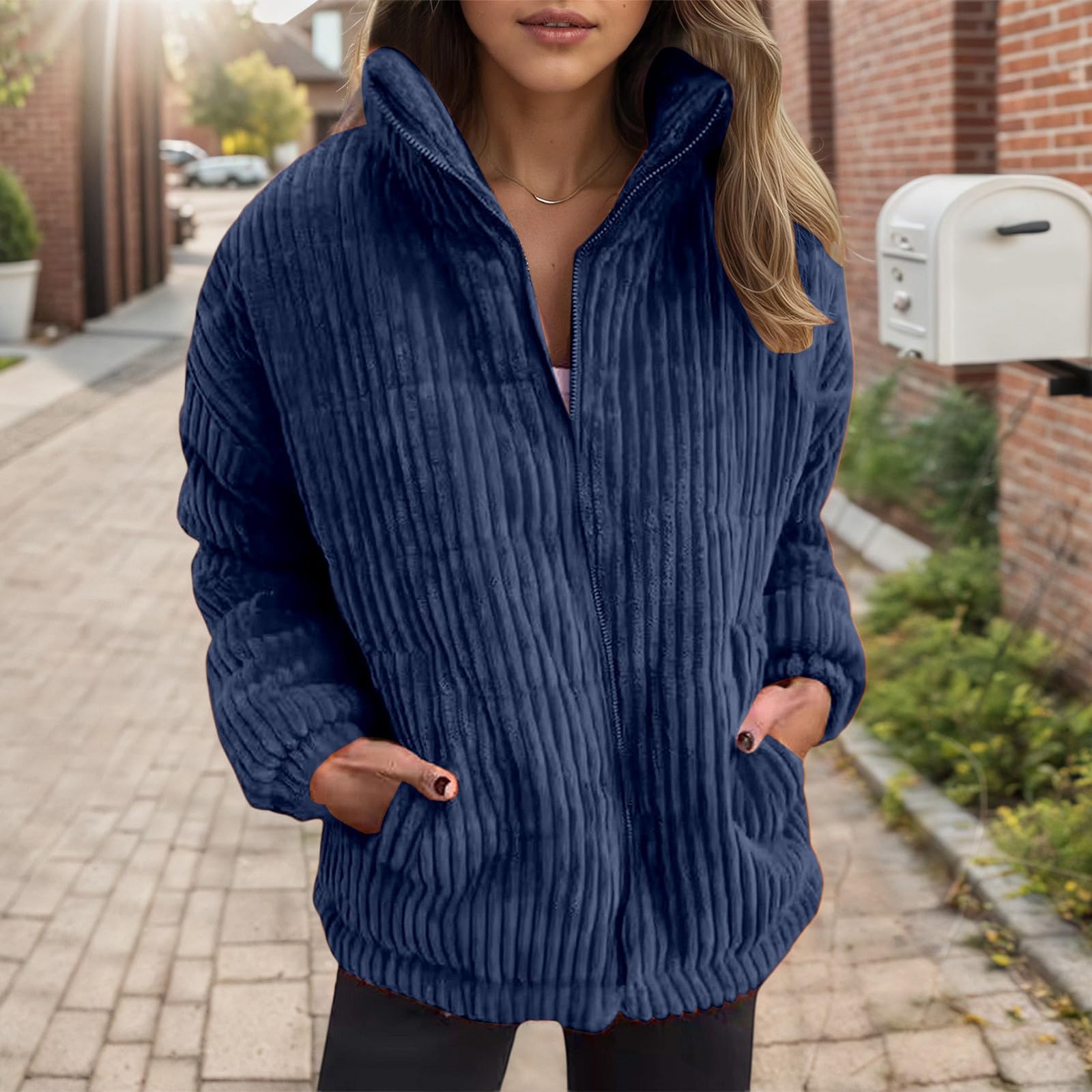Chaqueta Mujer Invierno Chaquetas casuales elegantes cuello manga larga abrigo corto bolsillo uso diario mujer