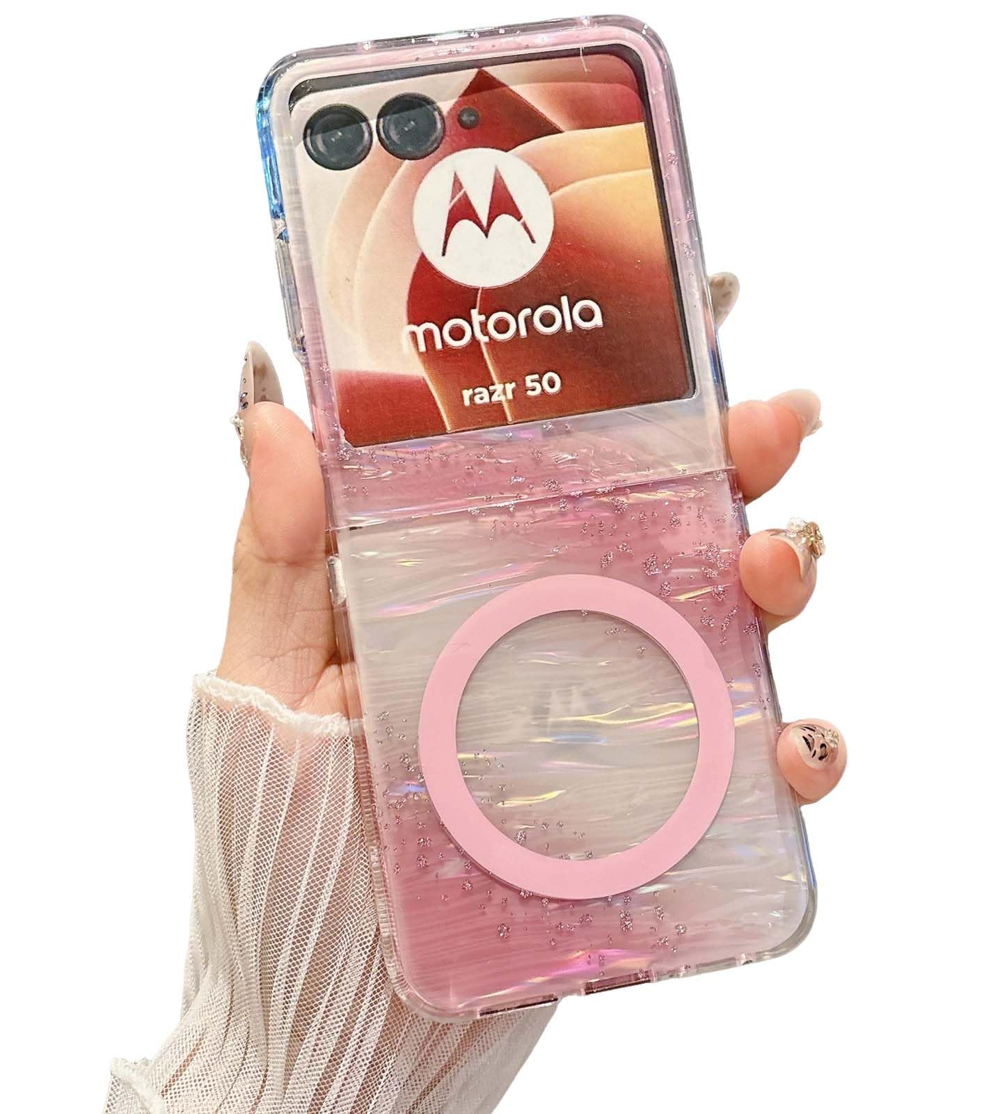 Photo 1 of Poowear MagSafe Compatible with Motorola Razr 2026/2025/2024 Magnetic Case - Slim Fit Lightweight Non-Slip Shockproof Cover,Hard PC Back & TPU Bumper Pink