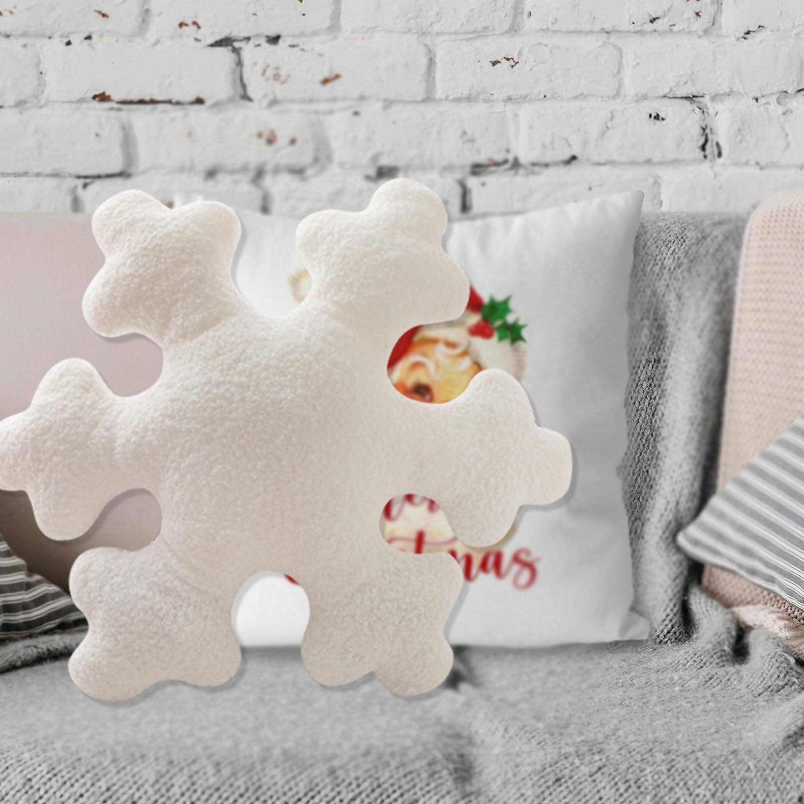 Lanpn Set di 2 Pezzi Cuscino Natalizio, Fiocco di neve Cuscino Albero di Natale Cuscini Decorativo Natalizio Cuscinis decorativo invernale per Divano Decorazioni natalizia (Verde & Rosso, 40,5x45cm