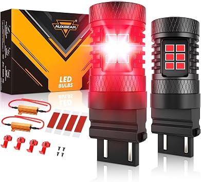 Auxbeam 2026 B1B Series 3157 Red LED Bulbs with Extra Resistors