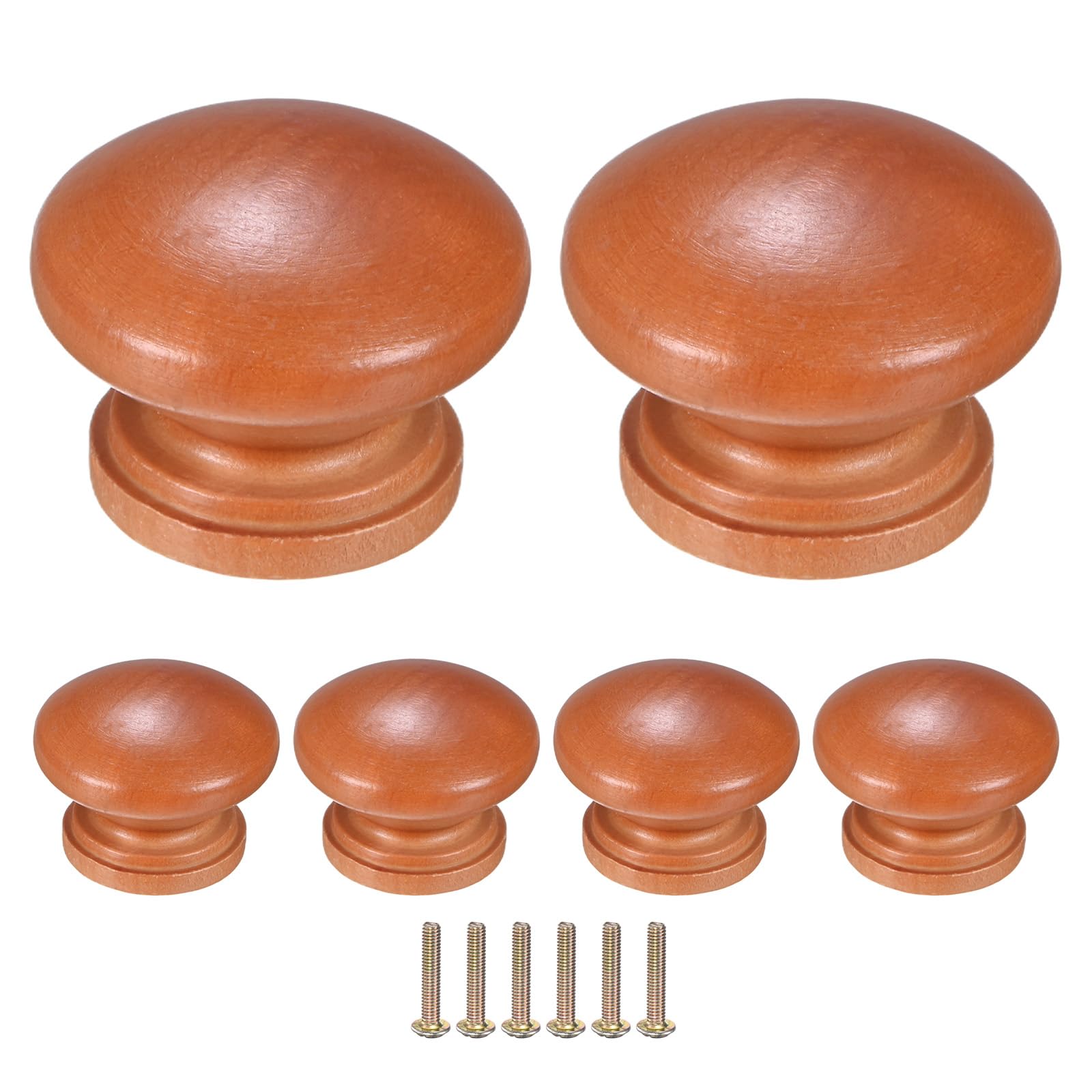 M METERXITY 6-Pack Kicthen Cabinet Knobs, 1-3/8 in(35mm) Solid Wood Round Drawer Pull Handle for Dresser/Office/Cupboard