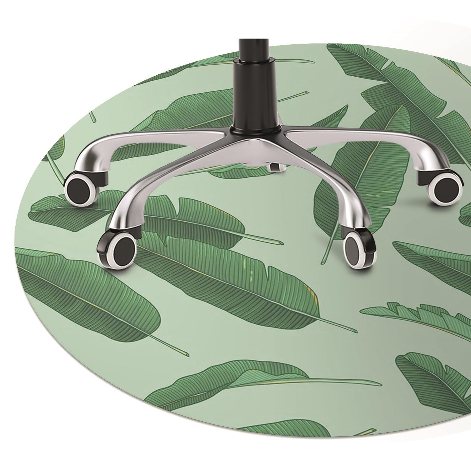 Tappetino per Sedia ø100 cm Antiscivolo Impermeabile Protezione di Pavimenti Rotondo Resistente ai Danni per Ufficio a Casa Facile da Pulire PVC Vinile - foglie di banano