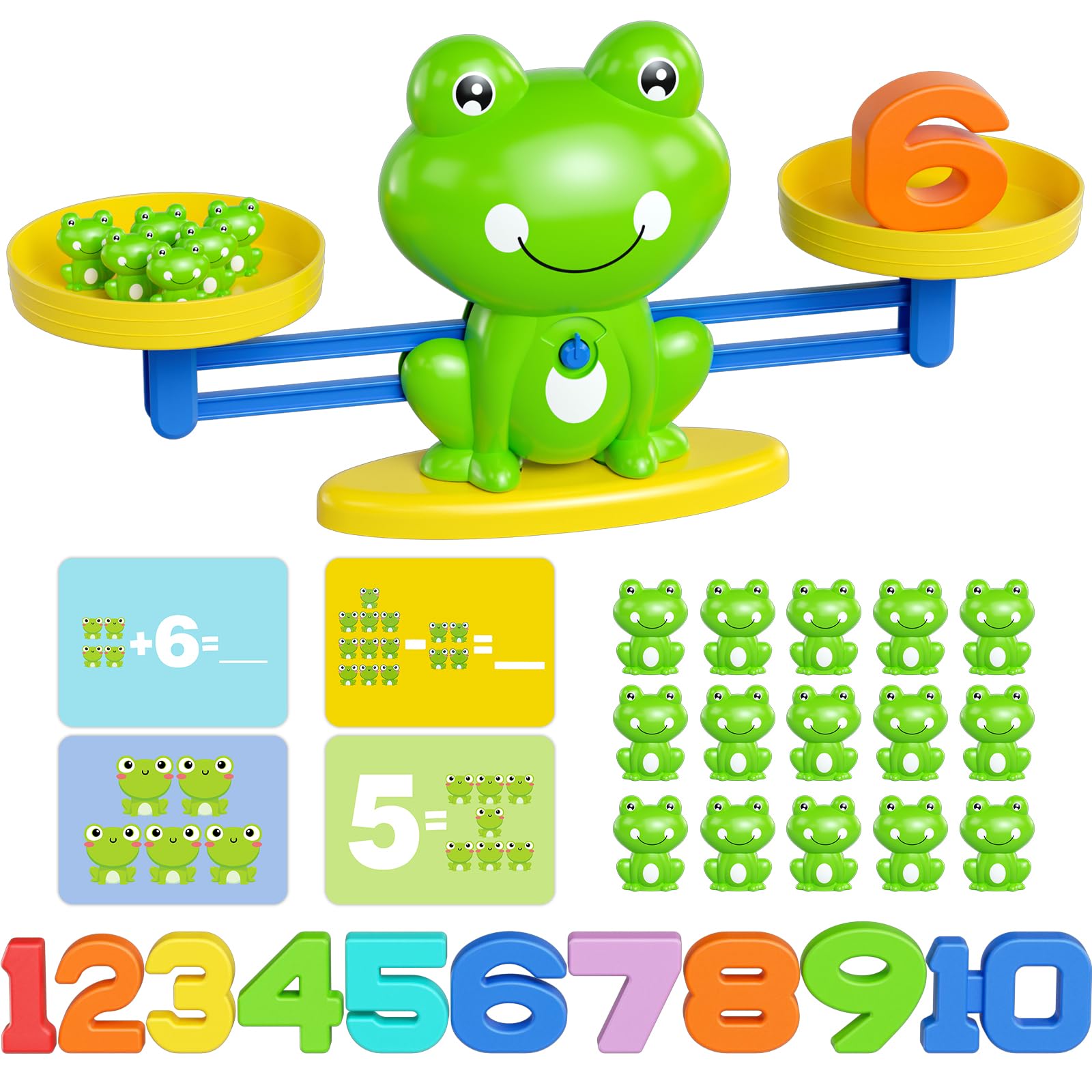 Photo 1 of Siwuoke Frog Balance Math Game for Kids, Montessori STEM Counting Toy with 20 Frogs & 40 Double-Sided Cards, Educational Gift for Preschoolers Ages 3-8