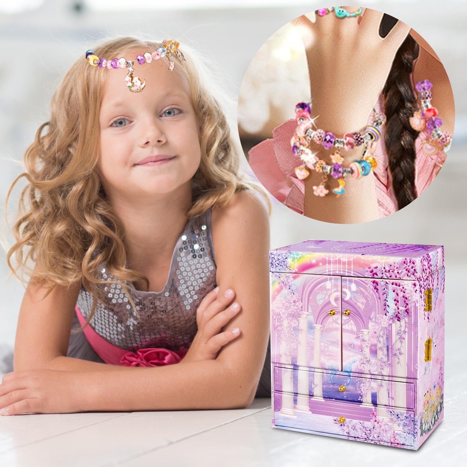 Jubepk Armbänder Pädagogisch interaktives DIY Basteln | Kinder Schmuck Armband Herstellungsset für Zuhause Schule Unterricht Picknick Spiel Kindergeburtstag
