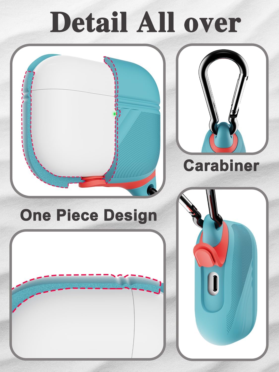 for AirPods Pro 3 Case Silicone - Waterproof, Shockproof, Drop Protection, Textured Design, Wireless Charging Supported, One-Piece Folding Design with Carabiner for Apple AirPods Pro 3 Case - Sky Blue