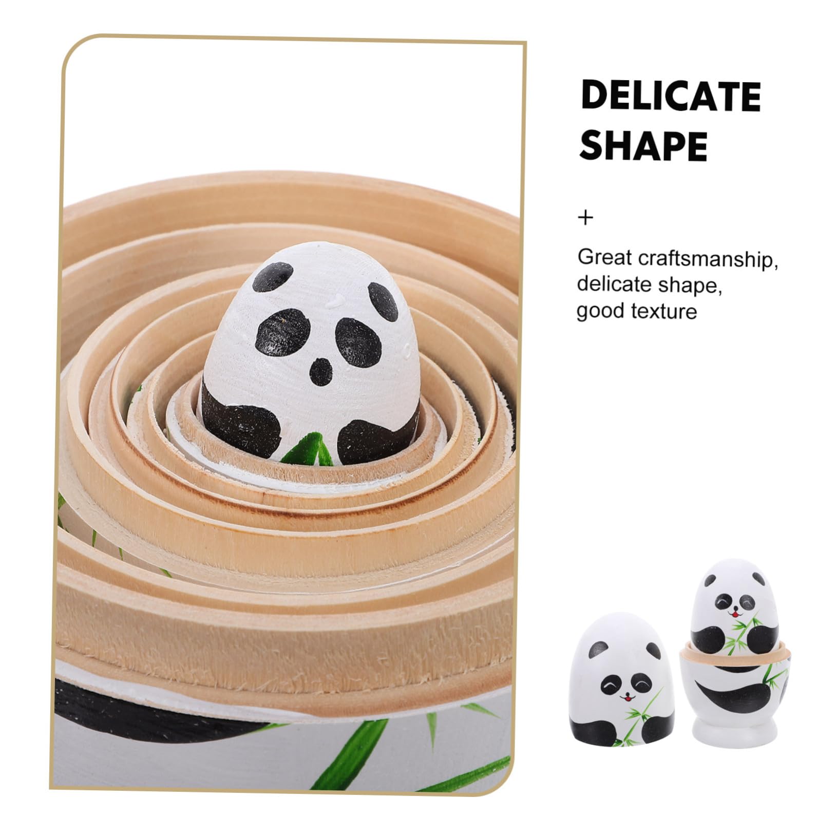 Poupée Russe Panda en Bois, Lot de 1 Set de Set, Jouet Empilable