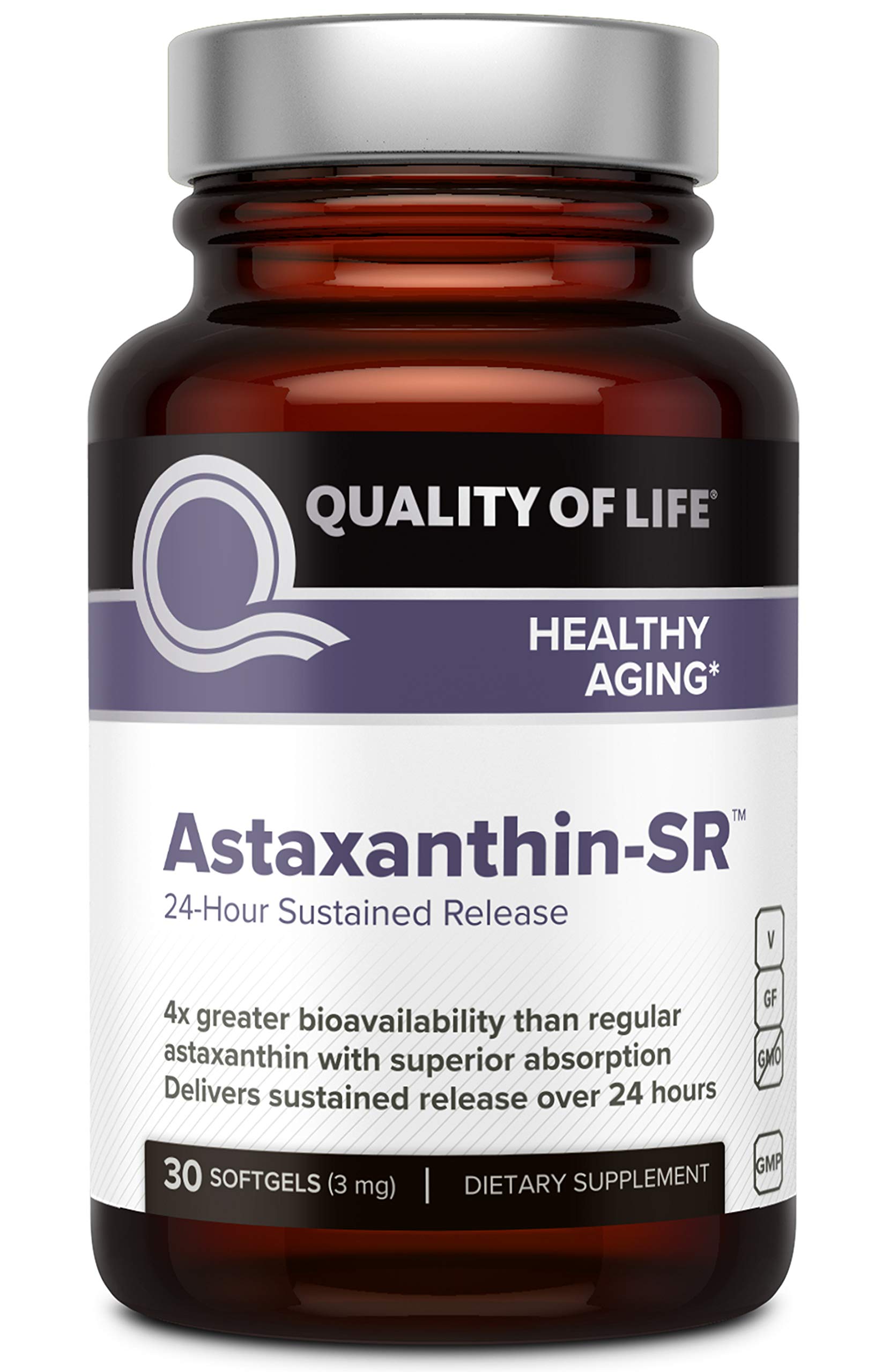 Quality of Life Powerful Antioxidant Supplement Astaxanthin Sustained Release – Enhanced Absorption for Bioavailability – Cognitive, Cardiovascular and Anti Aging Support