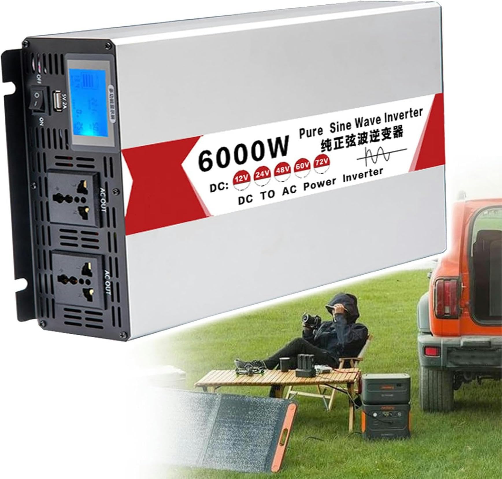 Onduleur pure onde sinusoïdale 6000w pour voyage camion voyage
