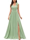 Women's Vintage V-Neck Sleeveless Sequined Split Formal Evening Maxi Dress