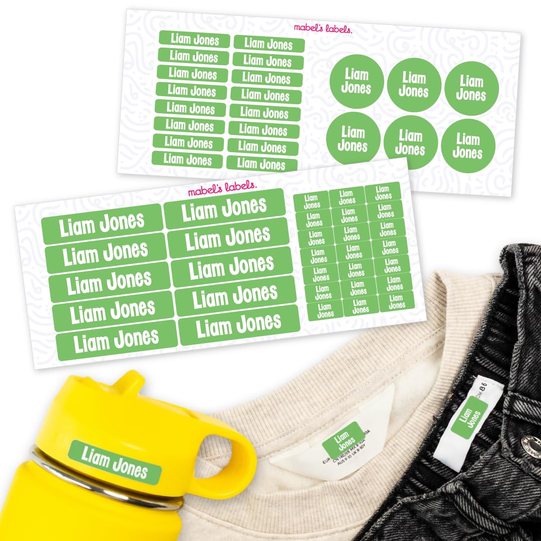 Mabel’s Labels Back-to-School Name Label Pack – 53 Laundry-Safe, Waterproof Kids’ Name Labels for School Supplies, Lunch Items, Clothing, Shoes & More
