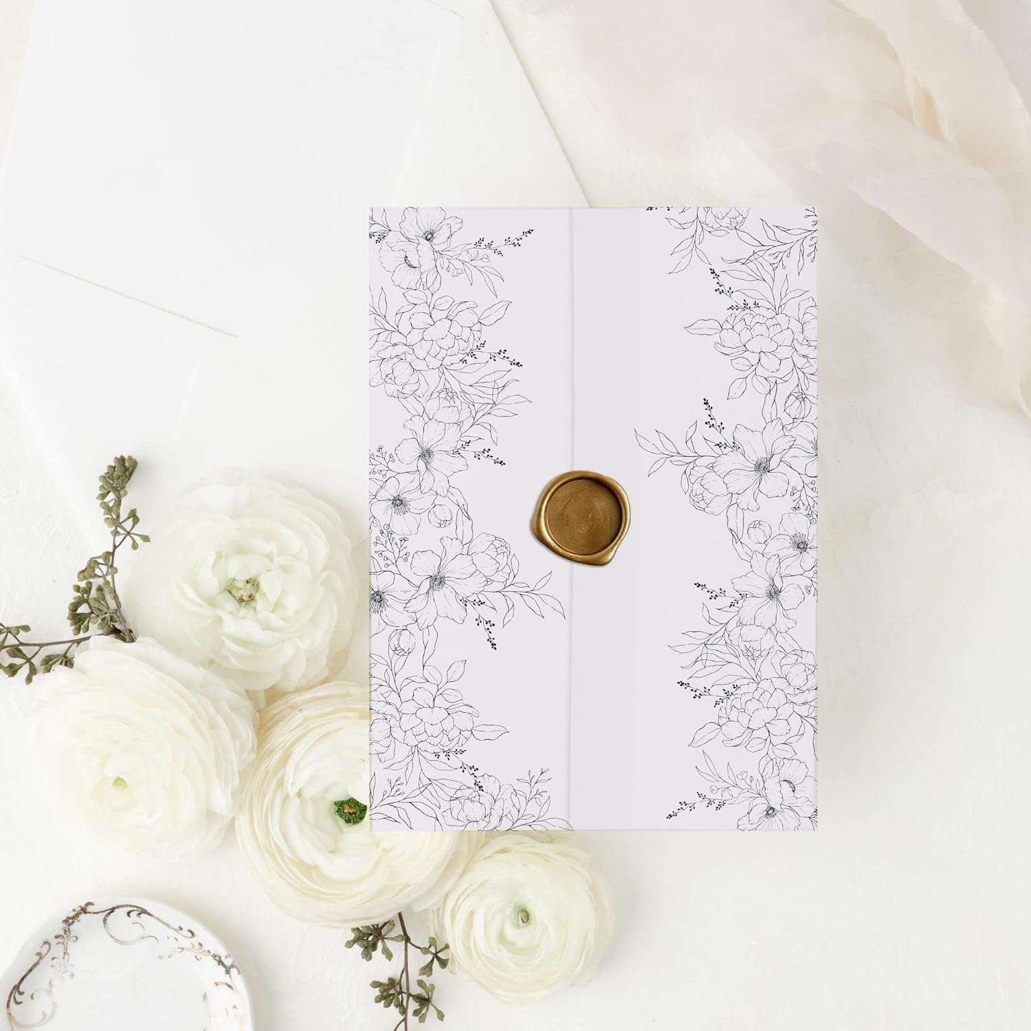 Floral Vellum Jackets for 5x7 Wedding Invitations Botantical Floral Vellum Jackets