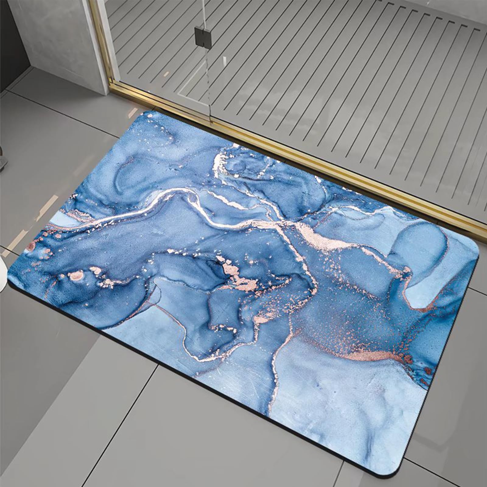 Tapis de Bain en Pierre de diatomite, Tapis de Bain antidérapant, Tapis de Douche Absorbant à 4 Couches, Tapis de Bain Lavable, pour Baignoire, Douche, Salle de Bain, Maison,60×90cm,3