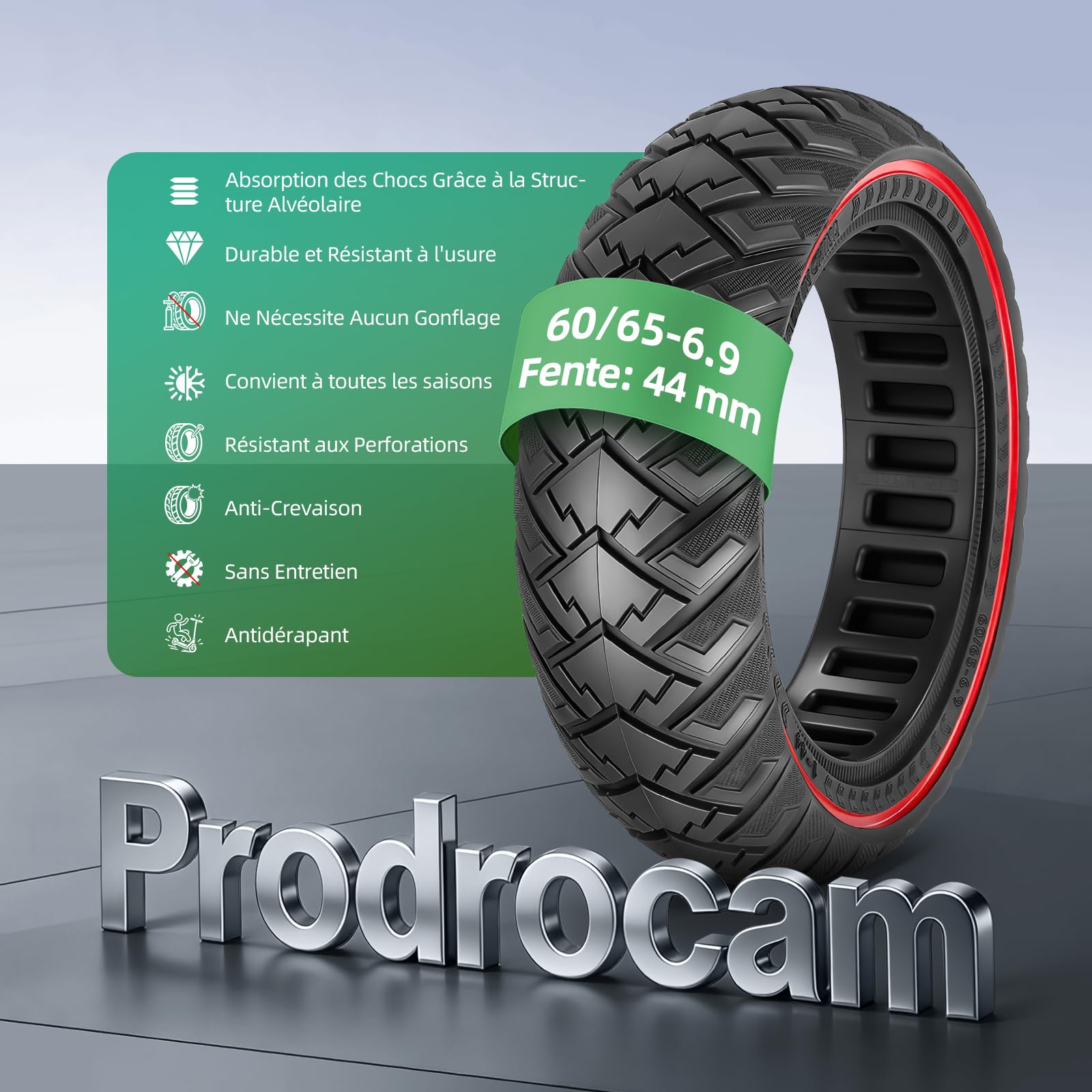 60/65-6,9 Pneu Plein pour Ninebot Max G2 G2D G2E G65 Scooter 10" Tire Avant/Arrière Caoutchouc Accessoires de Rechange (Rouge-2)