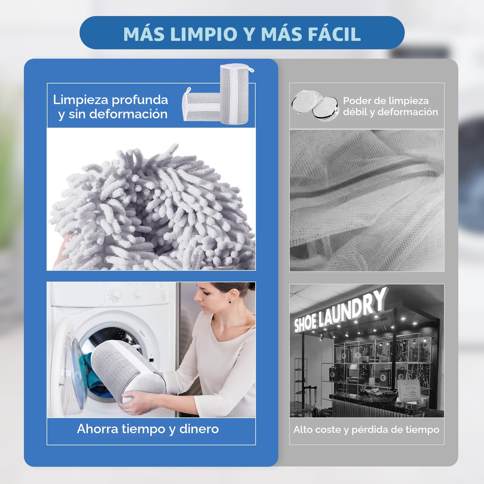 Teletrogy Bolsa Lavadora Zapatillas 2 Piezas, Bolsa para Lavar Zapatillas en Lavadora de Cremallera con Horma, Limpiar Los Zapatos sin Deformación, Bolsa de Zapatos para Lavadora de Reutilizable, Gris