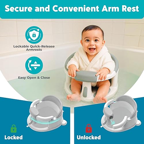 Miniatura 6 de Asiento de baño para bebés de 6 meses en adelante con dispositivo de temperatura flotante como regalo, asientos de baño para bebés sentados diseño