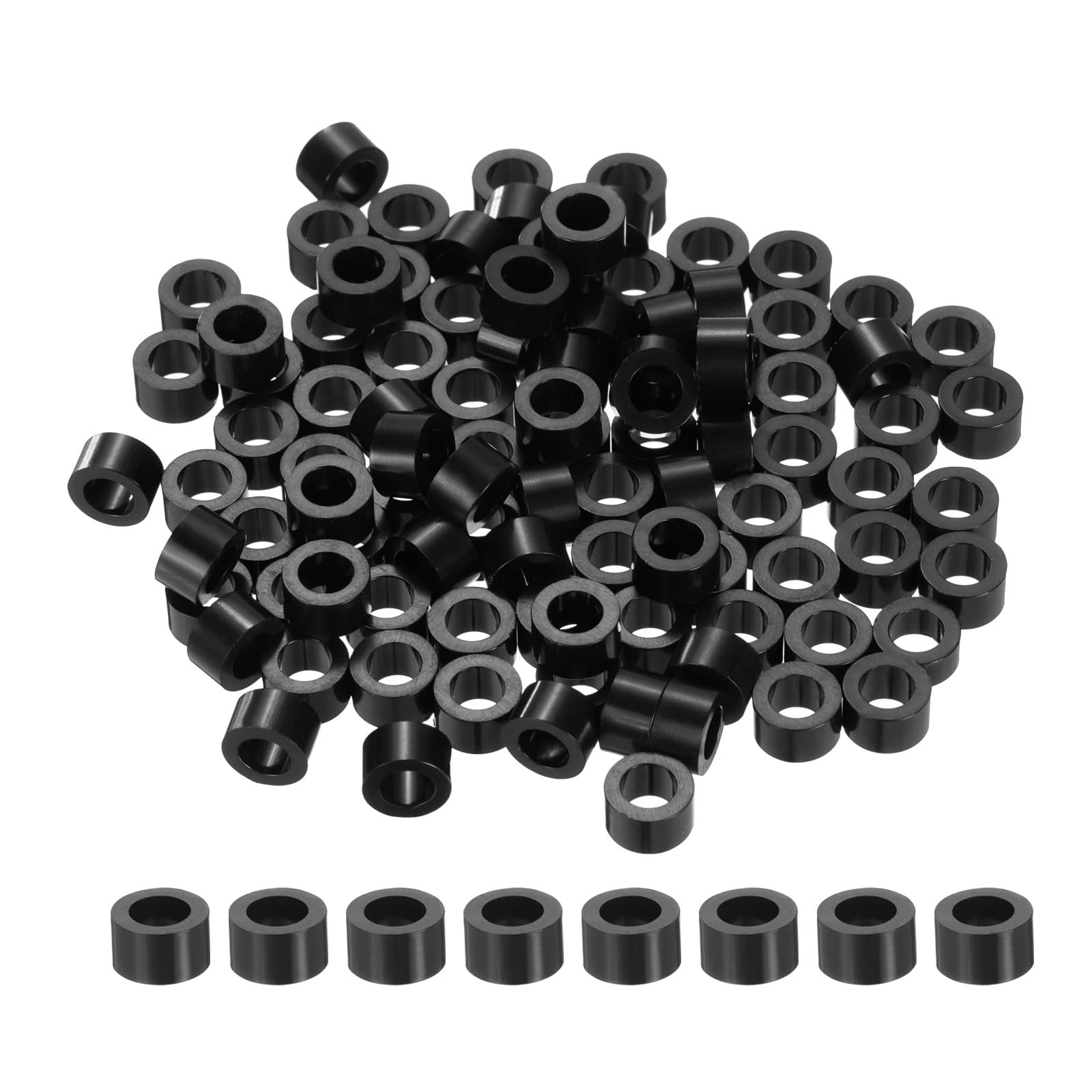 uxcell 100pcs Nylon Round Spacers 4mm ID, 7mm OD, 4mm Height Screws Spacers Without Threaded, Plastic Spacer for M4 Screws, Black-image-32