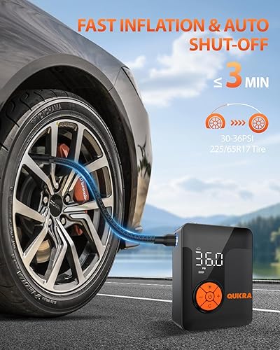 Miniatura 2 de Compresor de aire portátil con inflador de neumáticos pequeño P011, bomba de aire inalámbrica inteligente de 150 PSI, bomba de neumáticos de apagado