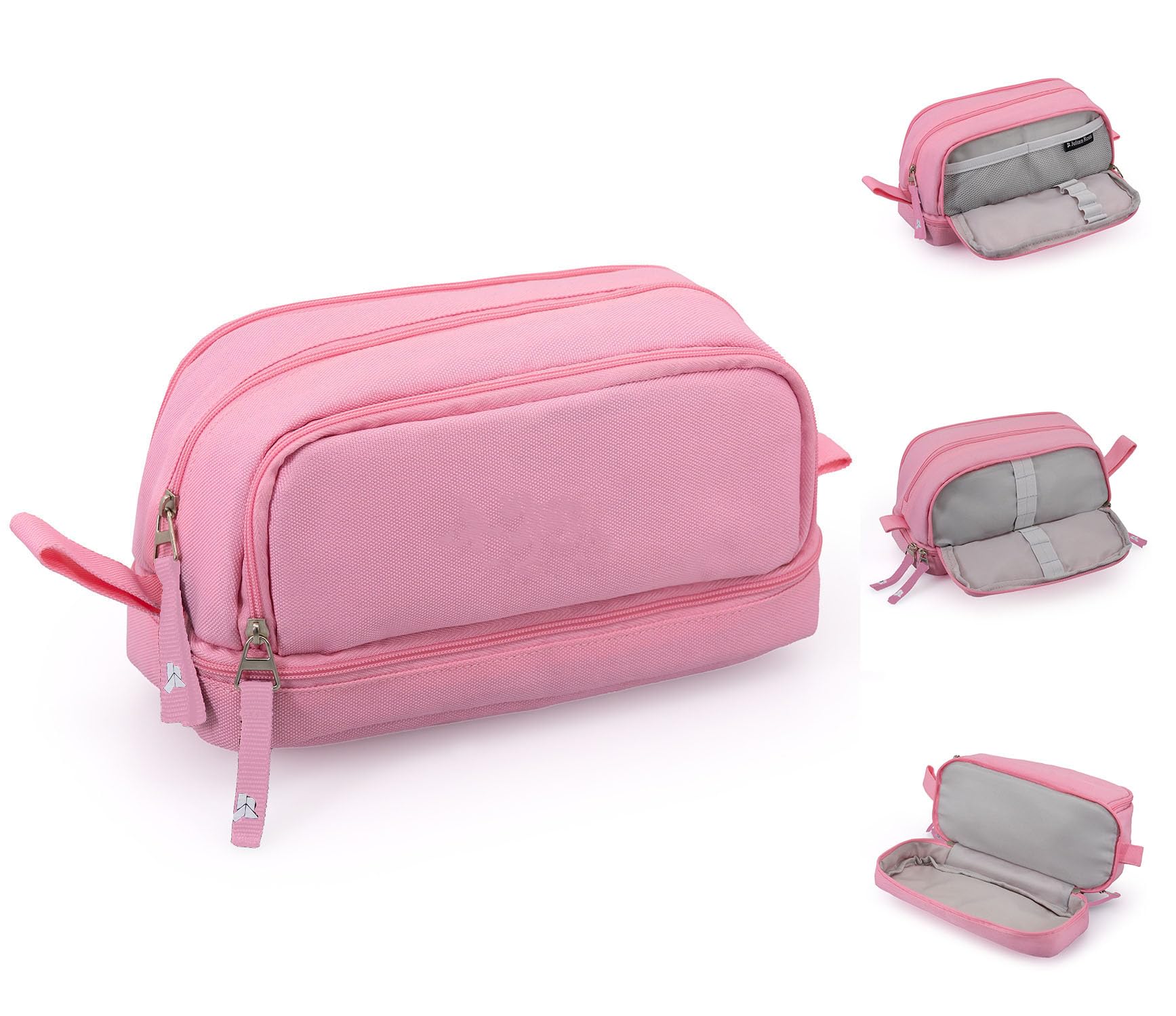 Julian Ross Estuche 4 en 1 con 4 compartimentos para la escuela o el tiempo libre, neceser de maquillaje para niña, portalápices para niños, multicompartimento, Rosa, Estuche