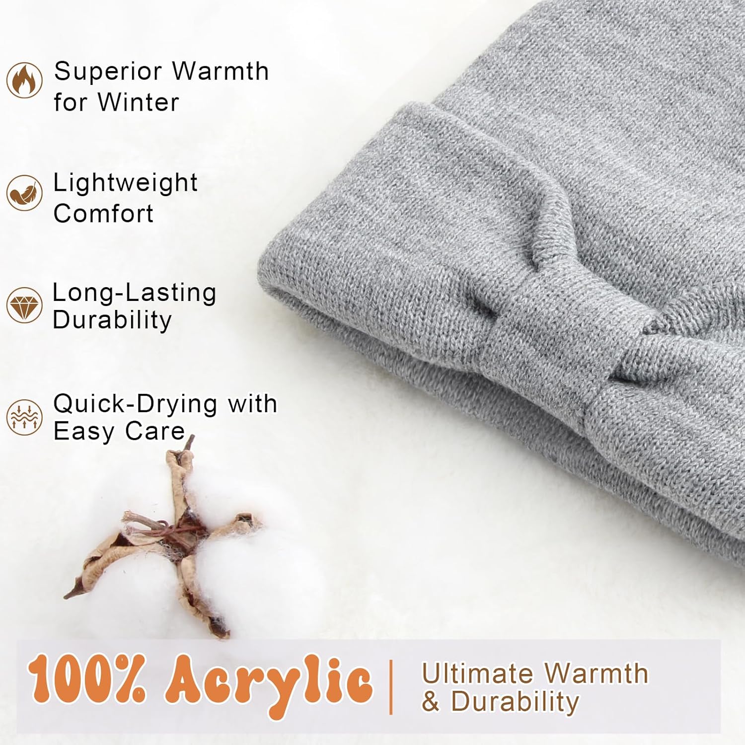 DRESHOW BQUBO Baby Beanie Winter Hat with Bear Ears Infant Toddler Knitted Warm Cap Beanies for Baby Boys Girls 0-24 Months - Image 7