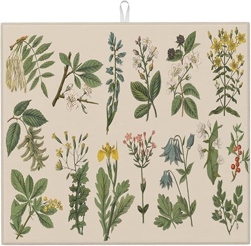 Vista 83 de Tapete de secado de platos de hojas florales verdes para encimera de cocina, 18 x 24 pulgadas, tapete absorbente reversible para platos Hoja floral