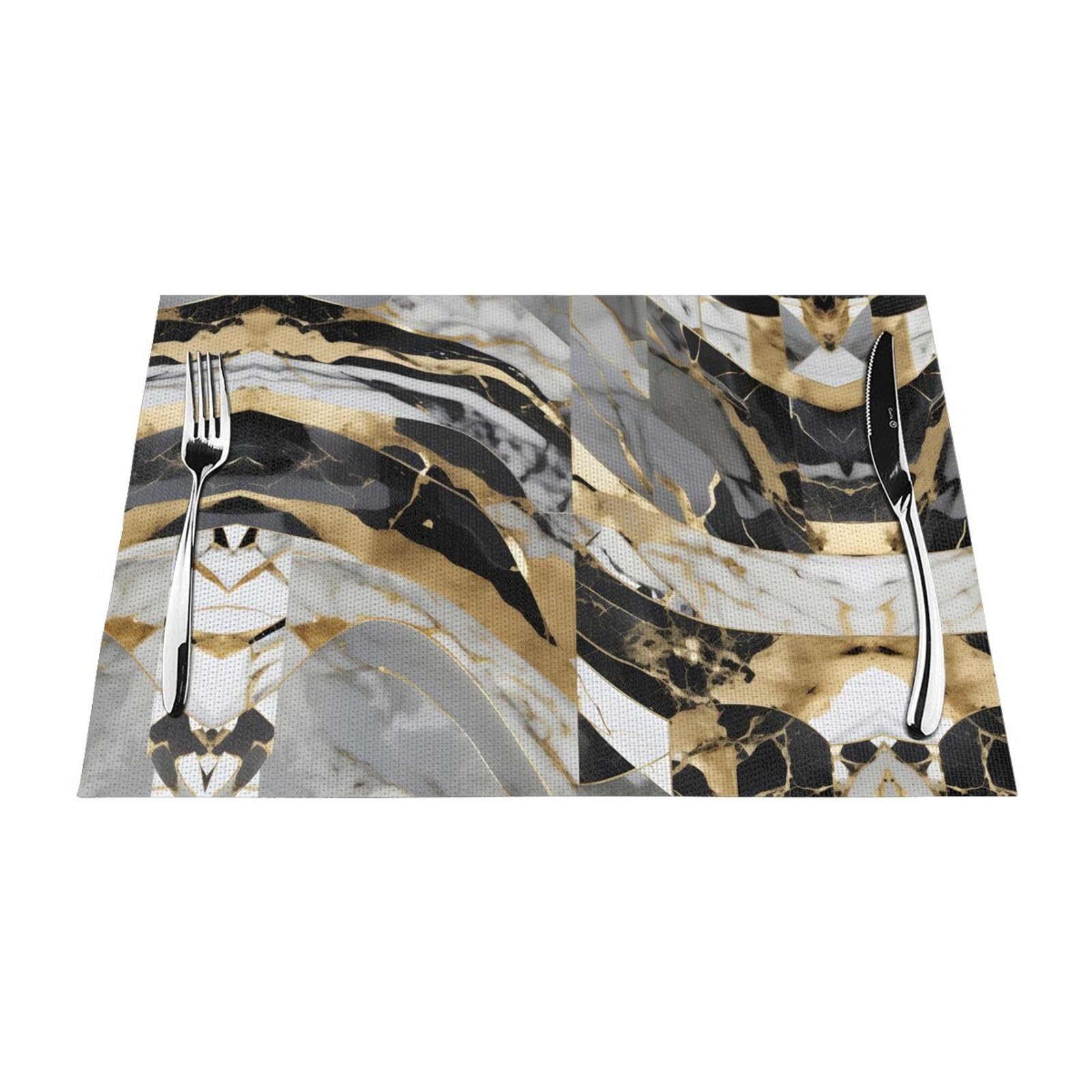 Placemats Set of 6,Table Mats Washable Placemat Decoration, Luxury Marble Print
