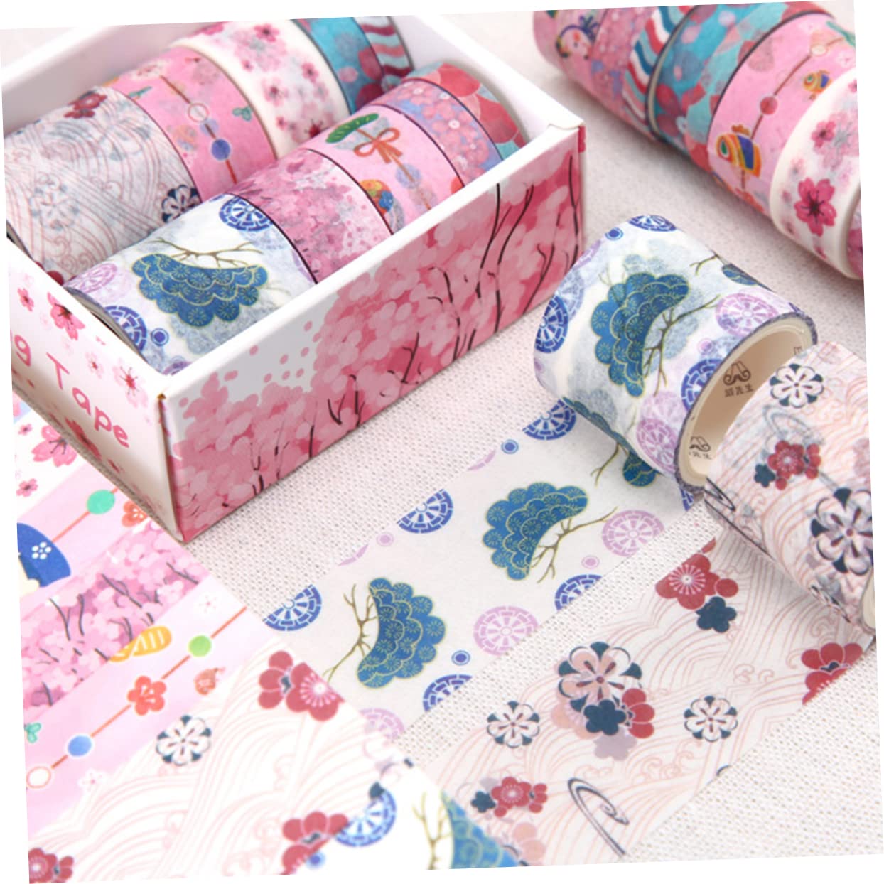 NUOBESTY 10rotoli Scatola Washi Tape Adesivo Per Decorazioni Fai Te Carta Per Scrapbook e Diario Motivo Albero Di Ciliegio