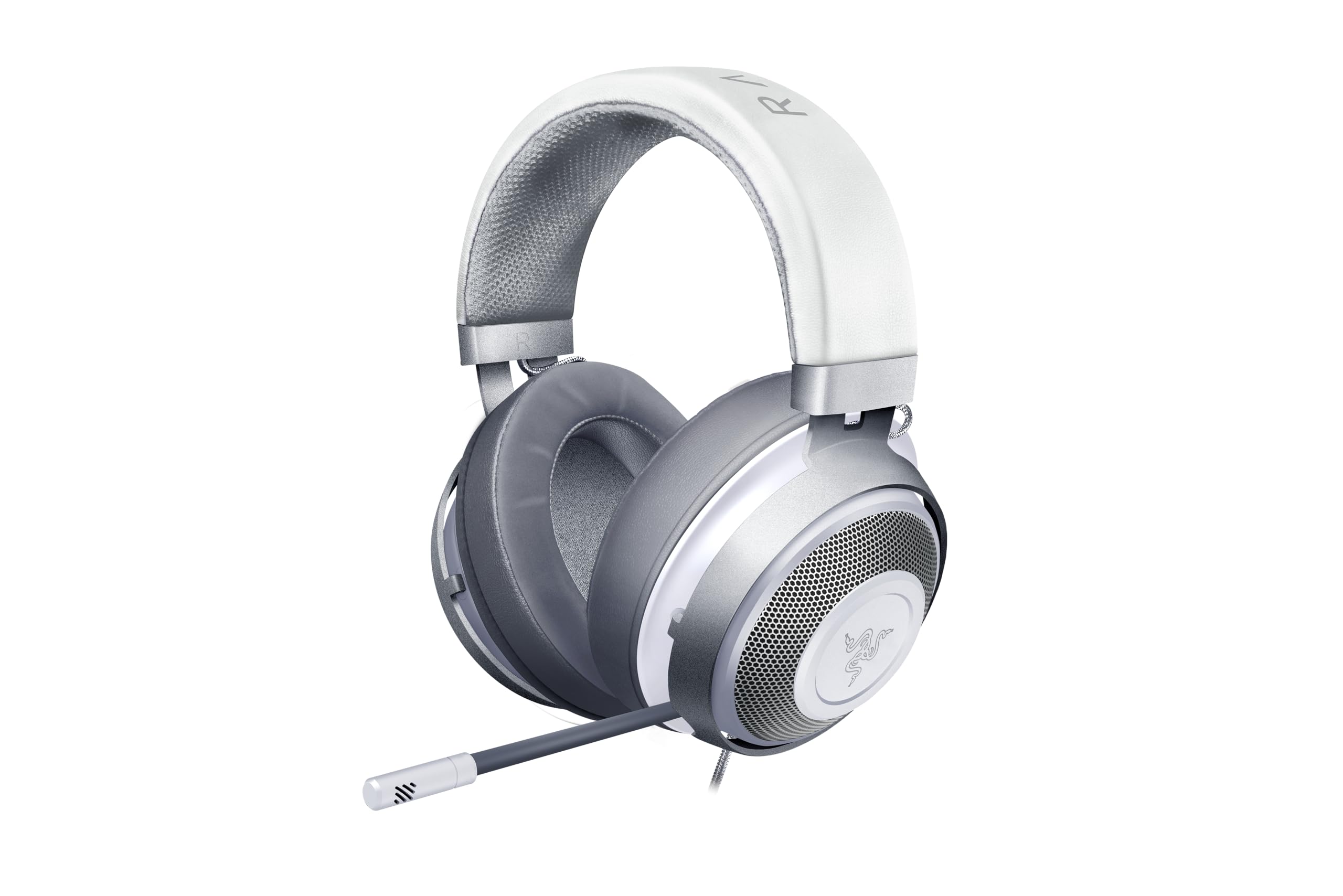 Razer Kraken - Cross-Platform Wired Gaming Headset (Custom Tuned 50 mm Drivers, Unidirectional Microphone, 3.5 mm Cable with In-line controls, Cross Platform Compatible) Mercury White