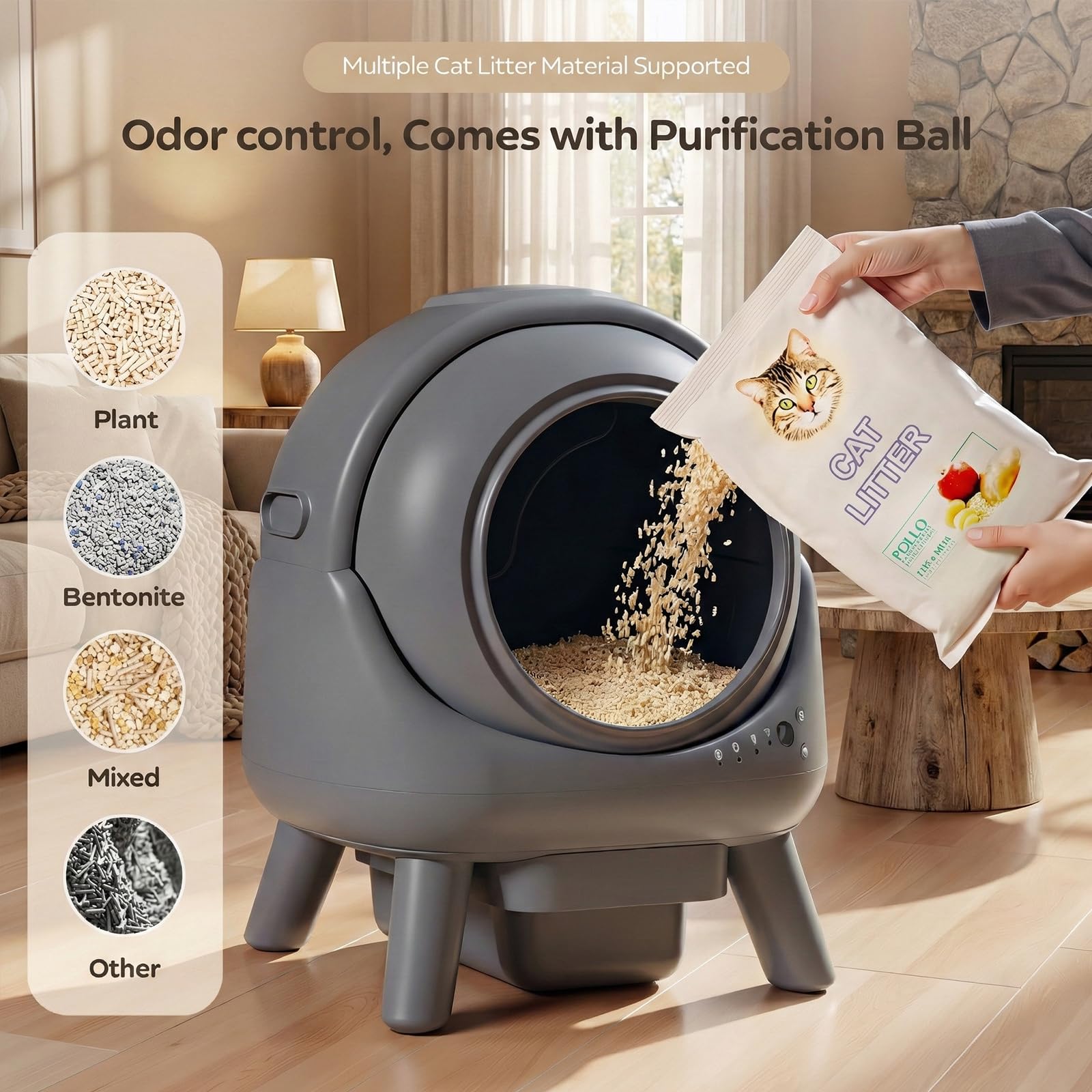 Self Cleaning Litter Box for Multiple Cats, Automatic Cat Litter Box with APP Control, Advanced Safety Sensors & Odor Control, Quiet Operation, Red Beo3 - image 3