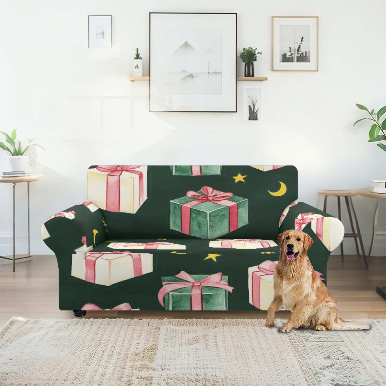 Housse Canapé 3 Places Étoile Jaune Housse Canapé Extensible 1 Places,avec Accoudoirs,Super Élastique Sofa Cover,Antidérapante,Antisalissure,Lavable