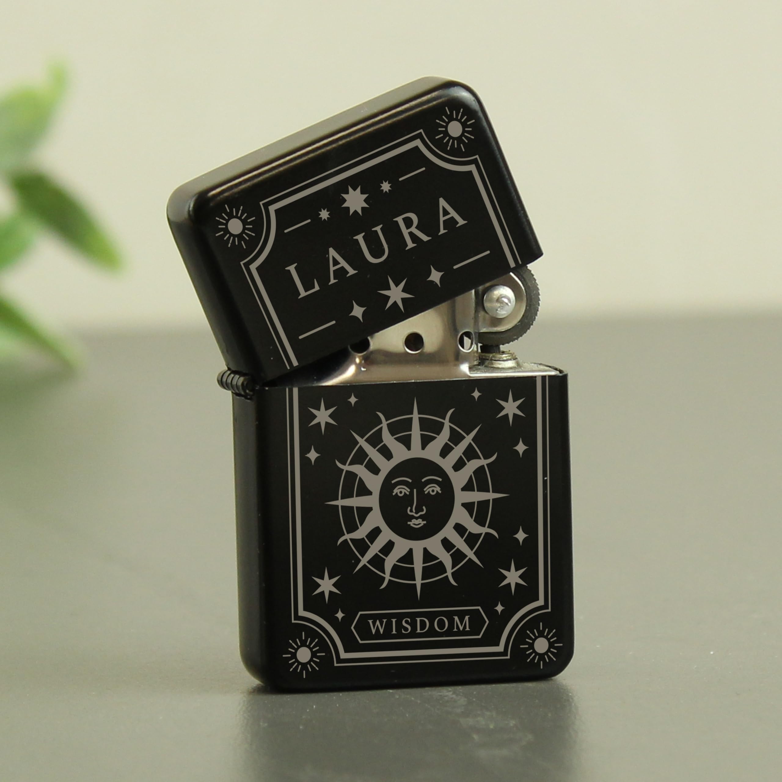 Personalised Memento Black Personalised Tarot Petrol Lighter