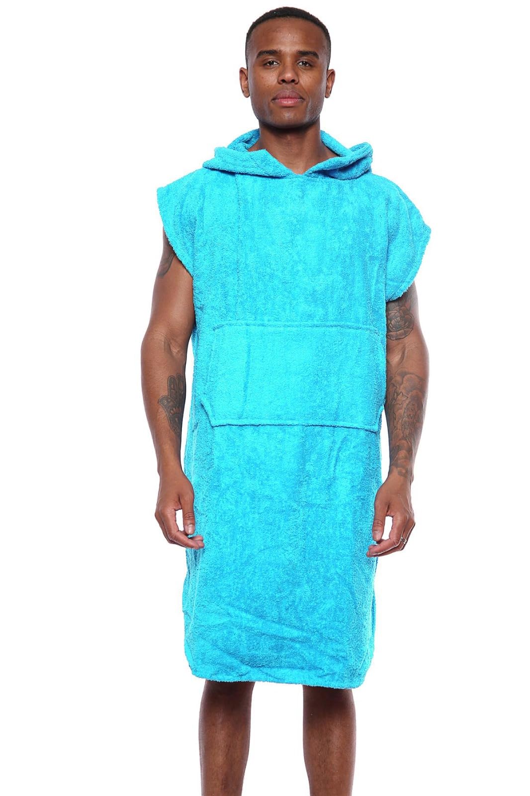 kraftd Unisex Adults Hooded Towel Poncho 100% Cotton Towel Robe With Pocket Men Women Towelling Changing Robe Ideal for Holidays Swimming Surfing Beach Bathing Travel (1 Piece)