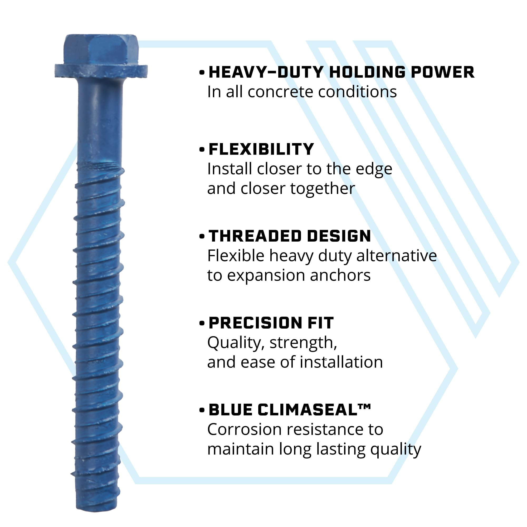 Tapcon + 3/8" x 2-1/4" Tasselli a vite resistenti 10 ct, blu