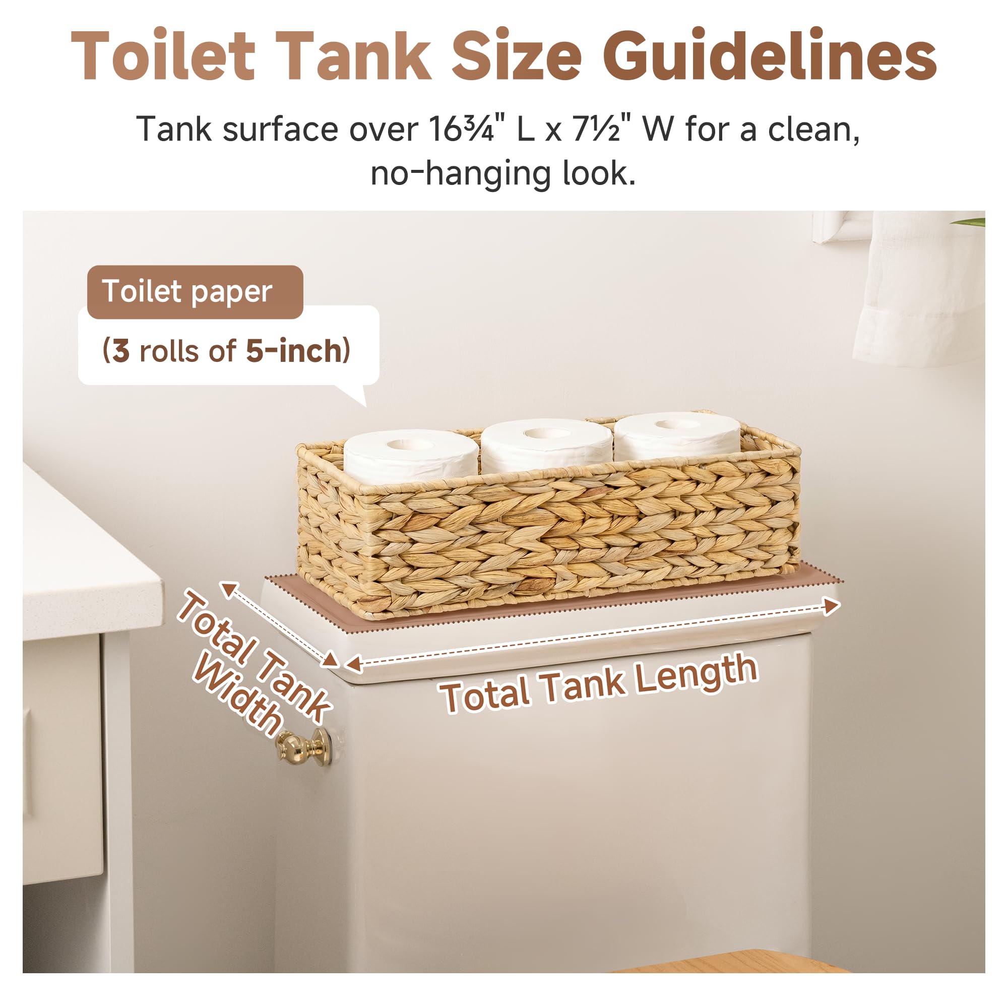 StorageWorks WC-Tankkorb für Badezimmer, Wasserhyazinthen-Aufbewahrungskörbe für Toilette, Tank-Top, 2 Stück
