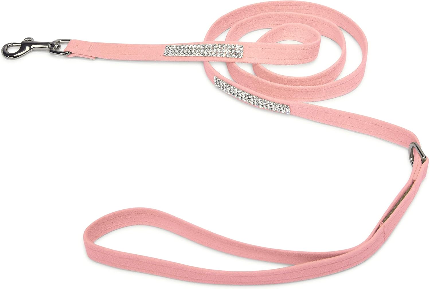 Susan Lanci Designs Premium Ultrasuede 3 Row Giltmore Pet Leash, Puppy Pink, 6 FT