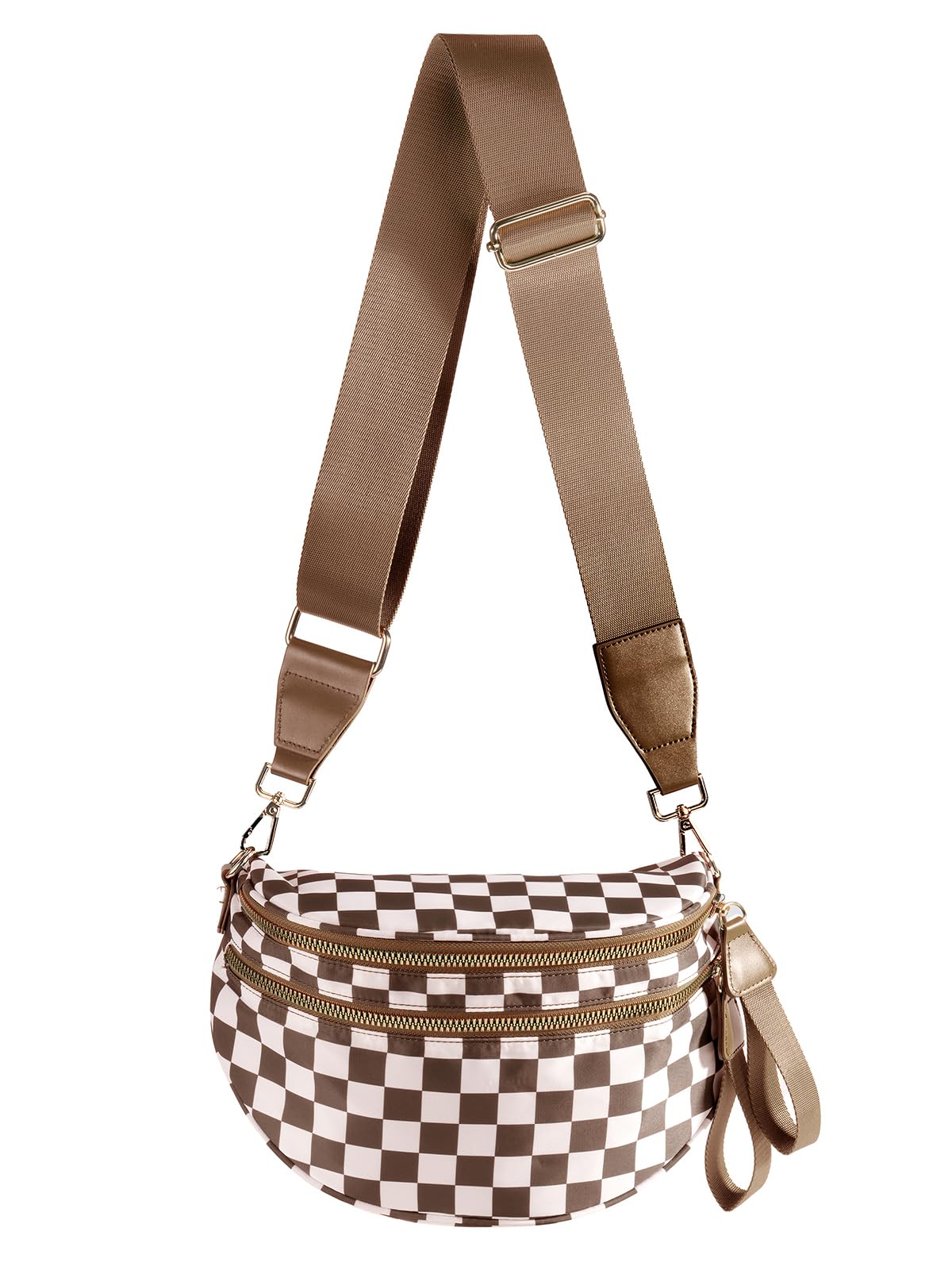 Black and White Checkered Crossbody Bag Bum Bag for Women,Spacious Checkered Purse Fanny Packs Belt Bag