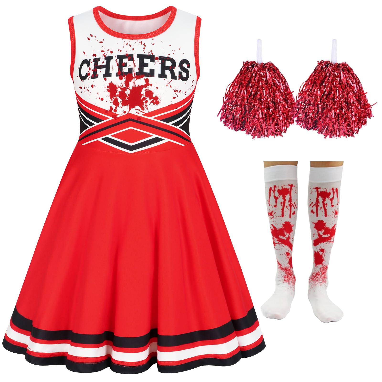 Berich Cheerleader Outfit Girls Cheerleader Costumes 12-13 Years,Red