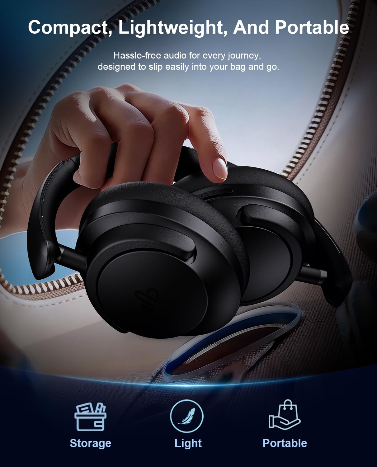Hybrid Active Noise Cancelling Kopfhörer, Over-Ear Bluetooth Kopfhörer mit Hi-Res Audio, 90H Spielzeit, Deep Bass, Transparenzmodus, Faltbare Komfortbecher, Abschlussgeschenke für Reisen Büro