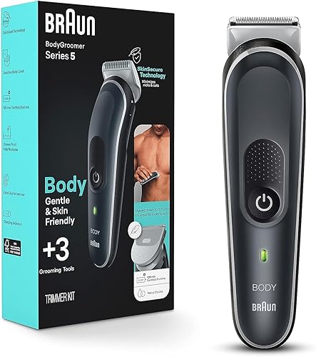 Braun Body Groomer 5 para hombres, BG5340, herramienta de mapeo, tecnología SkinShield, peine sensible, hoja de metal afilada de por vida,