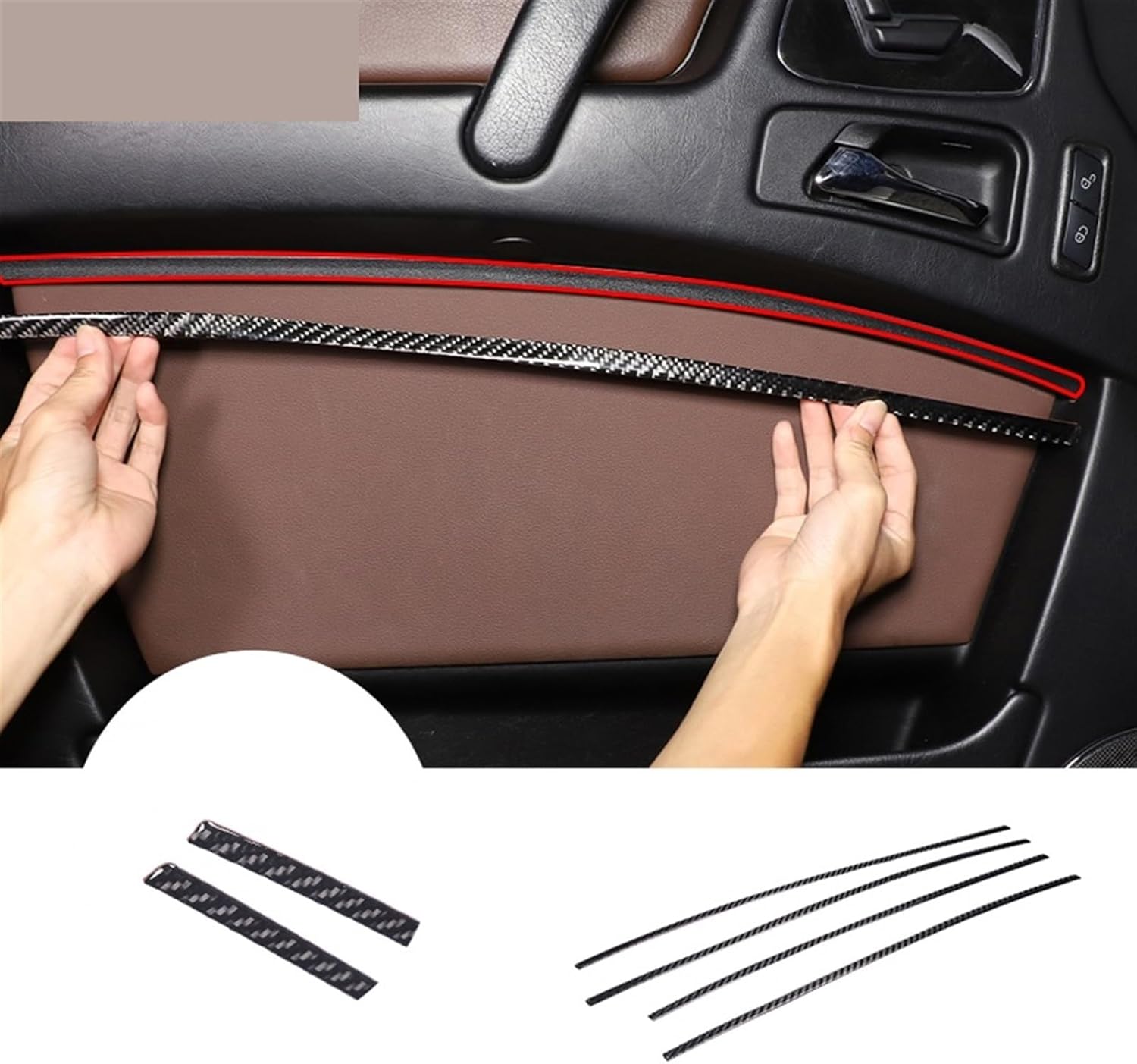 Soft Carbon Fiber Ccar Inner Door Panels Trim Stickers Strips Compatible with G-Class W463 2013-2018 Car Accessories