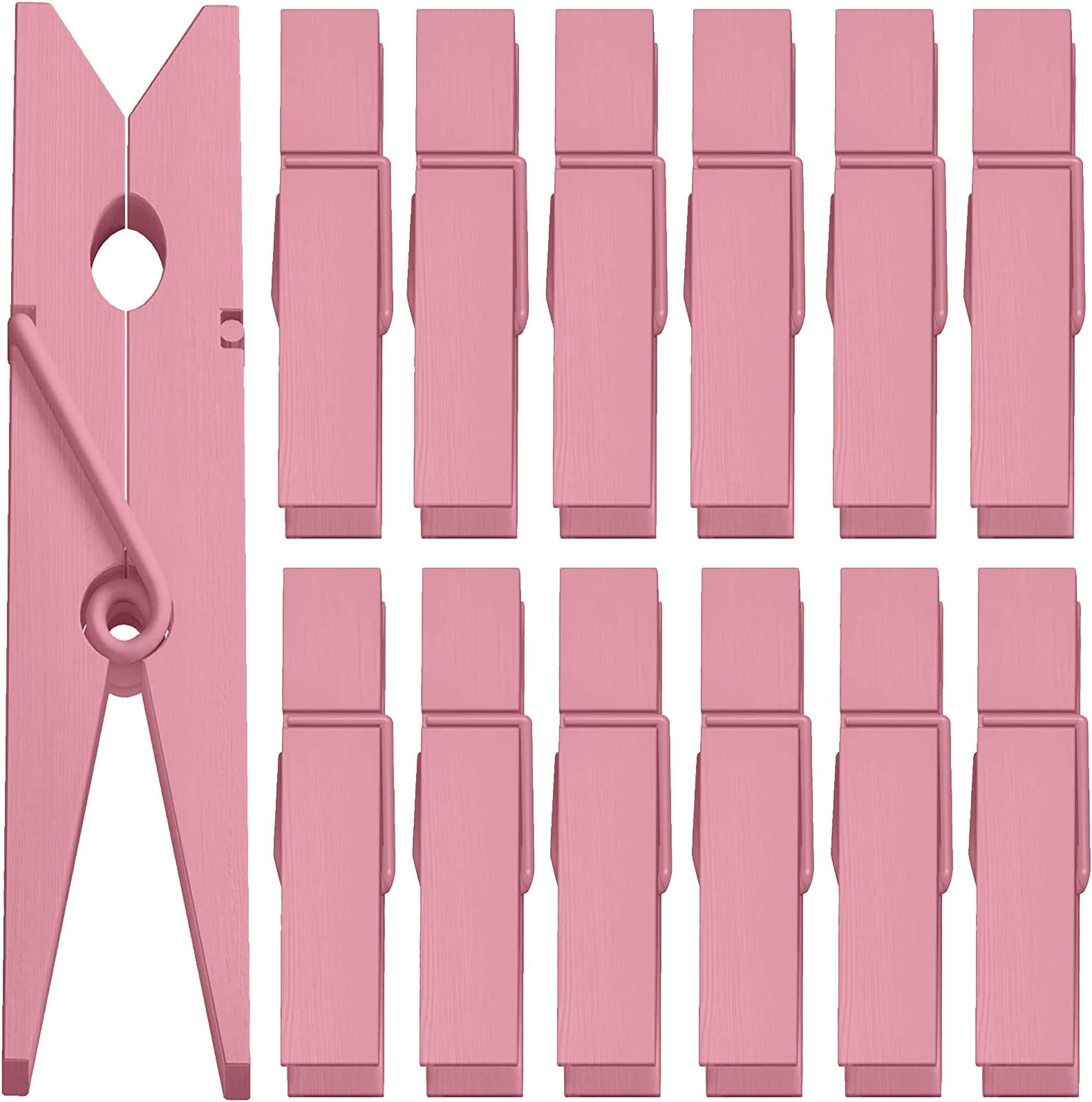 ANJUU50pcs Colorful Clothespins Natural Wooden Colored Clothespins, Photo Paper Peg Pin Craft Spring Clips for Home Arts Crafts Decor, 2.75 inches (Baby Pink)