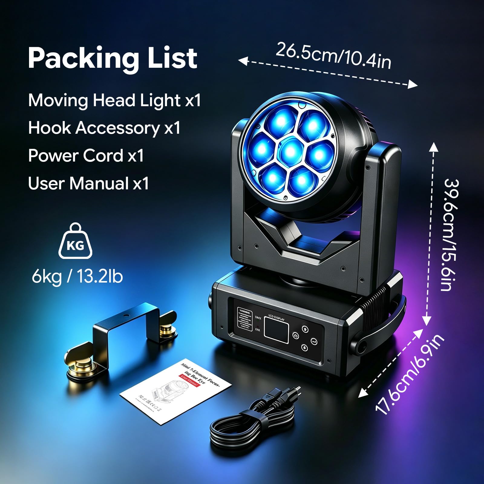 2 PCS 280W LED Moving Head Discolicht Partylicht,RGBW Beam Scheinwerfer mit elektronischem Fokus,Wash Beam Vortex Kaleidoskop Effekte,DMX512 Bühnenlicht Strahl für Hochzeit DJ Bar Party
