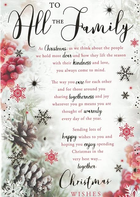 TO ALL THE FAMILY CHRISTMAS CARD. TRADITIONAL XMAS DESIGN.