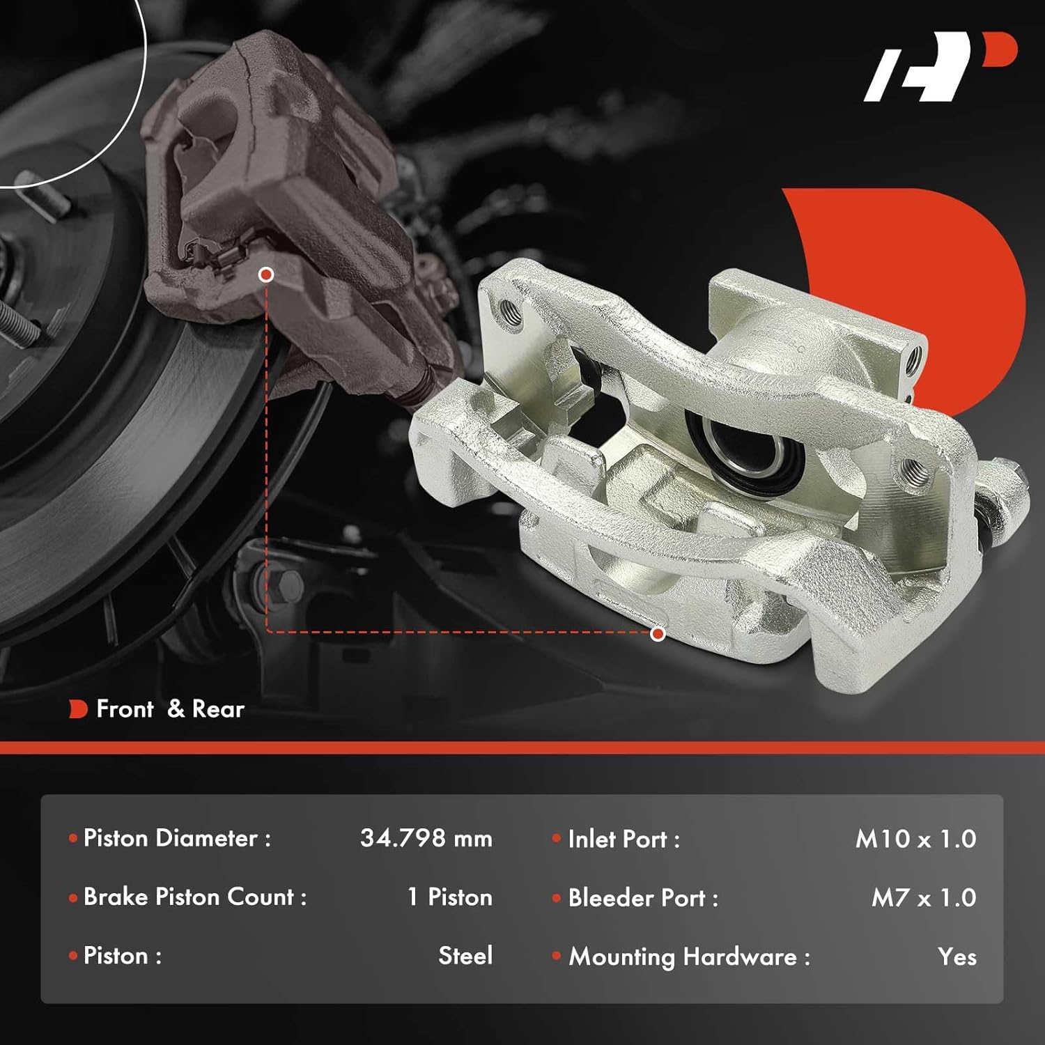 A-Premium Disc Brake Calipers Assembly with Bracket Compatible with Mitsubishi Eclipse 2006-2012, Galant 2004-2012, 2.4L - Rear Driver and Passenger