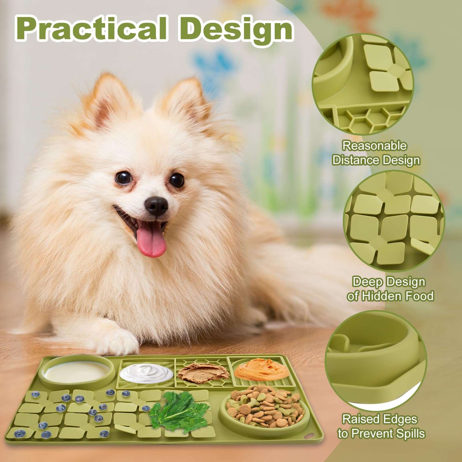 OT-NVWOZR Lick Mats for Dogs with Suction Cups Silicone Dog Snuffle Mat for Puppies Anti-slip Licky Mats Slow Feeder Bowls for Anxiety Boredom Relief Slow Feeding Training - Image 4