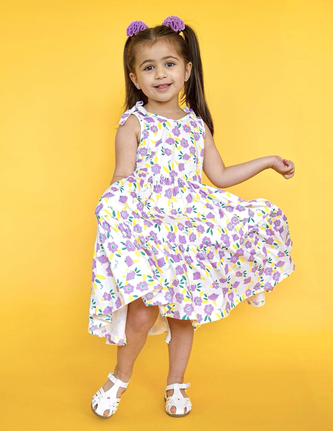 Arshiner Toddler Girl Summer Dress Little Girls Casual Beach Party Bowknot Sling Sundress with Pocket 1-7t - Image 4