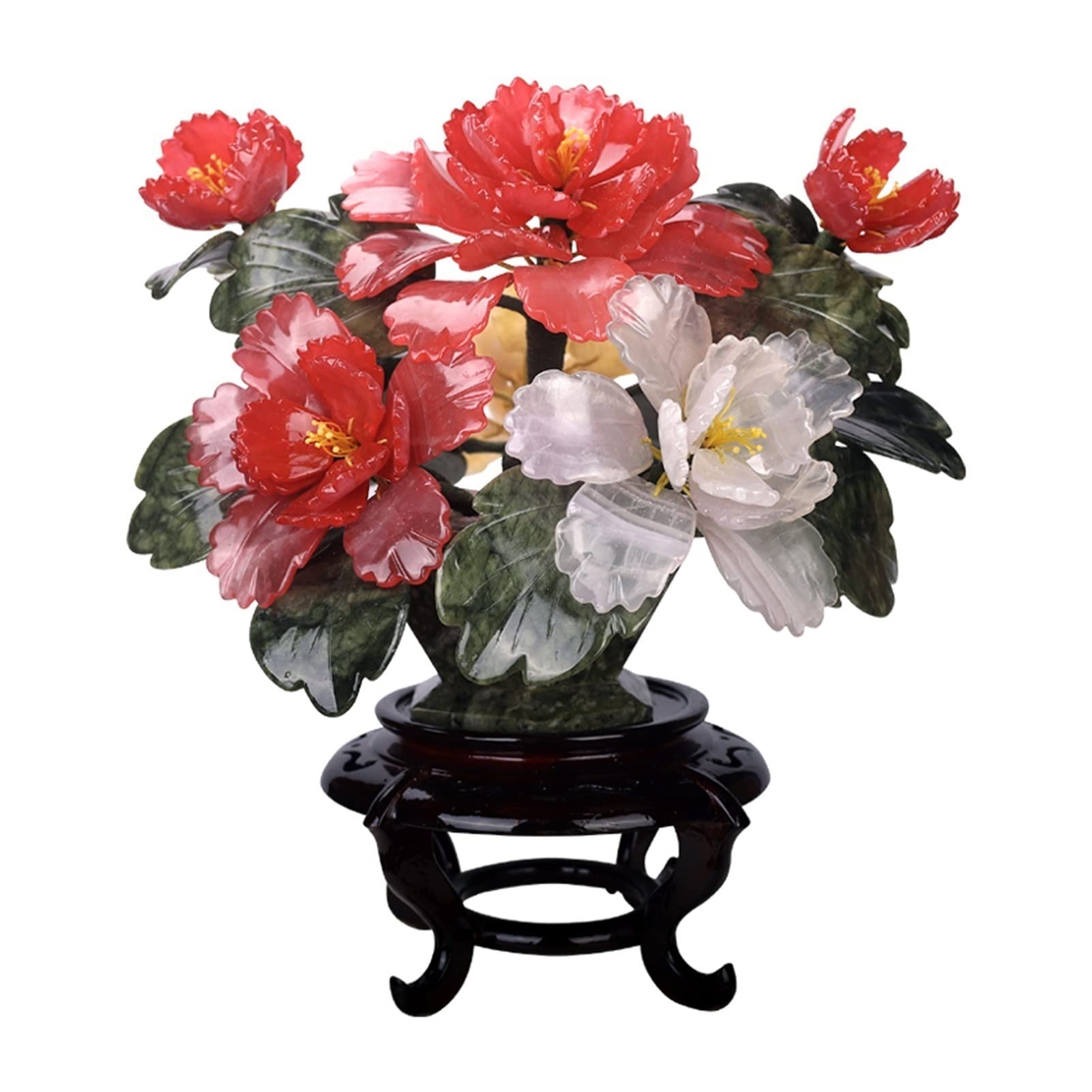 IUokLU Home Fake Plants 14inch Artificial Bonsai Jade Bonsai Decoration Simulation Peony Flower Potted Artificial Indoor Desktop Plant Decoration Artificial Bonsai Decoration