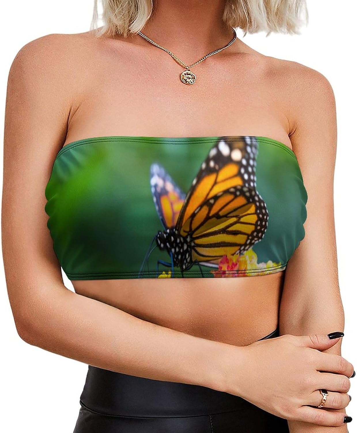 Yellow Monarch Butterfly Sports Bra
